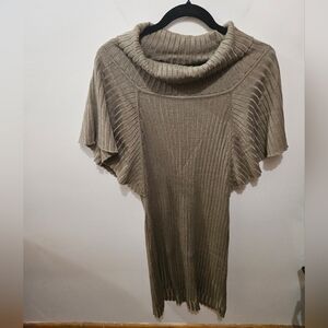 Calvin Klein Tan Ribbed Midi Turtle Neck Sweater Dress Size Medium